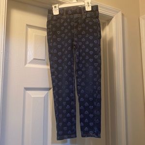 Cute heart sparkle jeans for 5-6 yo child.  Stretch denim leggings.
